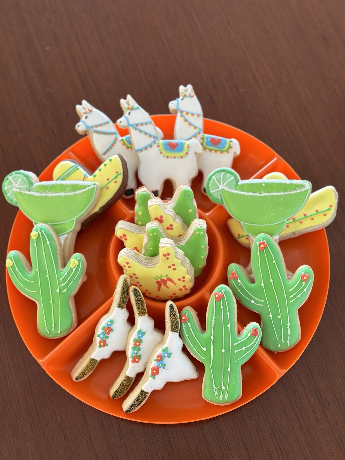 Cinco de Mayo baby shower cookie set with llamas, cacti, and margaritas