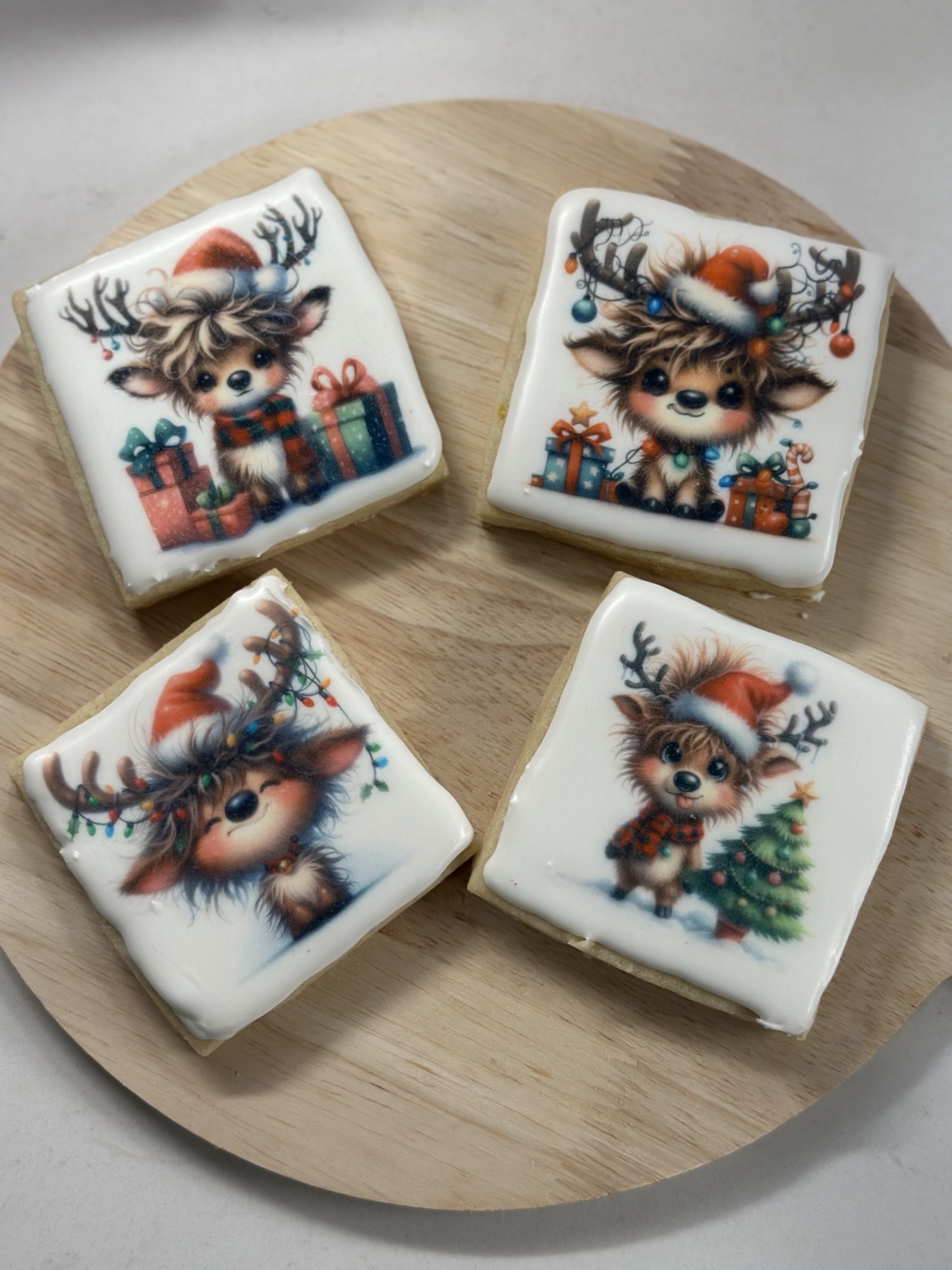 Printed holiday reindeer cookies